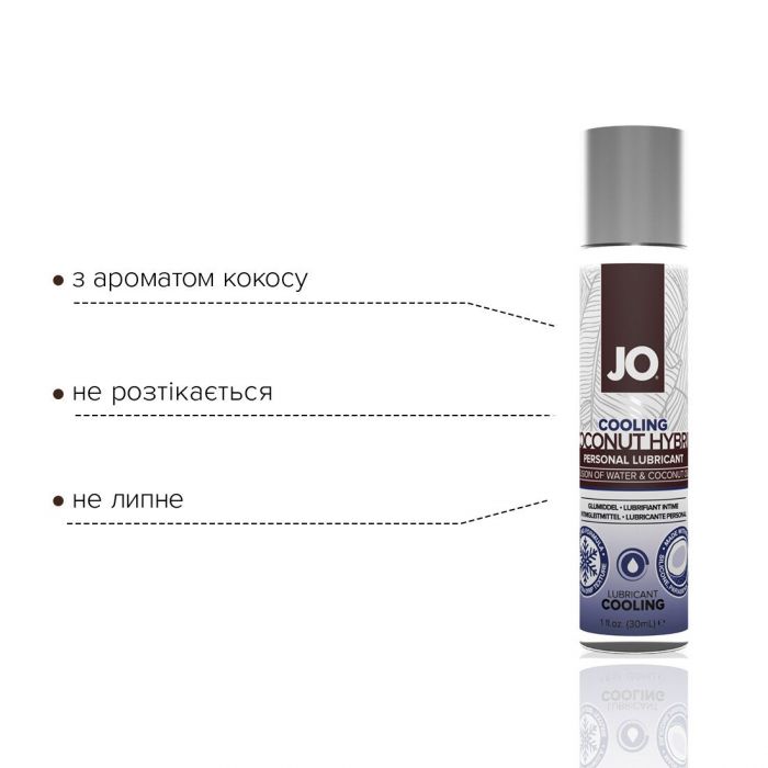 Охолоджувальна змазка-крем з кокосовою олією JO Coconut Hybrid COOLING (30 мл) біла
