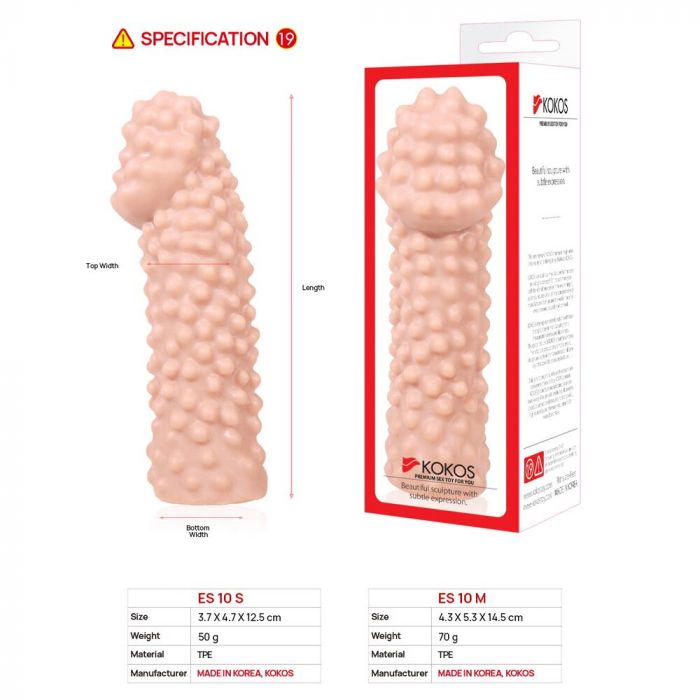 Насадка на член Kokos Extreme Sleeve ES.10 розмір M, потовщувальна, стимулюючий рельєф