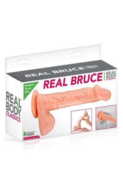 Фалоімітатор на присосці Real Body — Real Bruce Flesh, TPE, діаметр 4,2 см