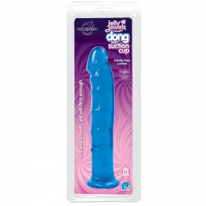 Фалоімітатор Doc Johnson Jelly Jewels Dong & Suction Cup Blue, діаметр 3,6 см, антибактеріальний ПВХ