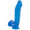 Фалоімітатор Doc Johnson Jelly Jewels Cock & Balls Blue, діаметр 3,6 см, антибактеріальний ПВХ