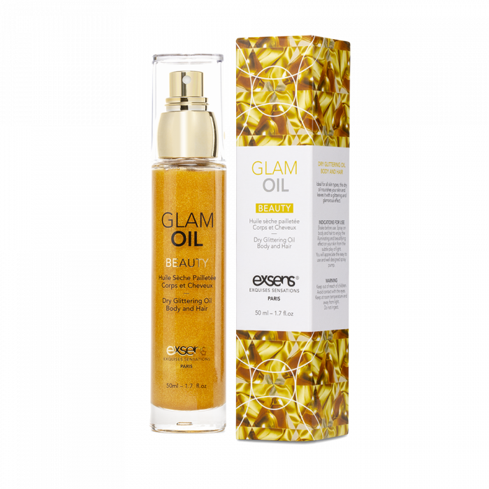 Олія для тіла з блиском EXSENS Glam Oil 50мл, з мигдальною олією, без парабенів і феноксіетанолу