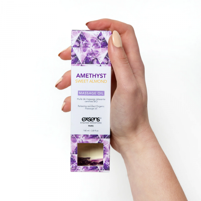 Масажна олія EXSENS Amethyst Sweet Almond (розслаблювальна, з аметистом) 100мл, натуральна