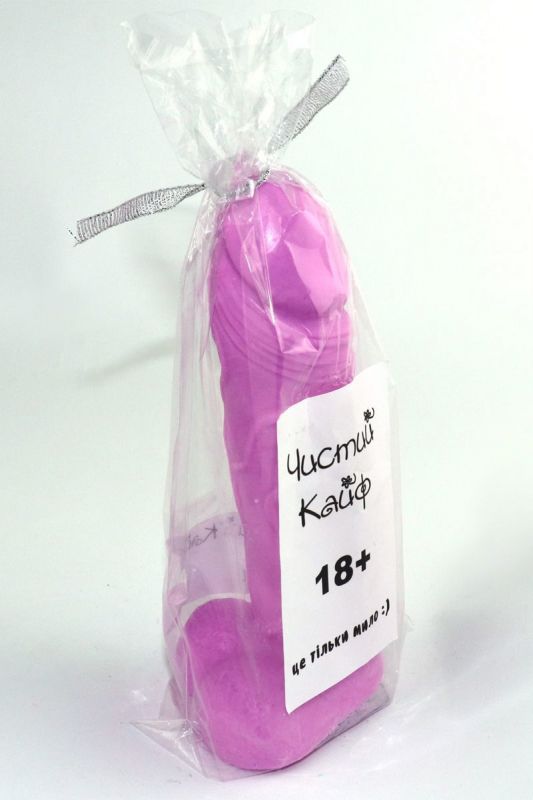 Мило у формі пеніса Чистий Кайф Violet size M, крафтове мило-член, натуральне