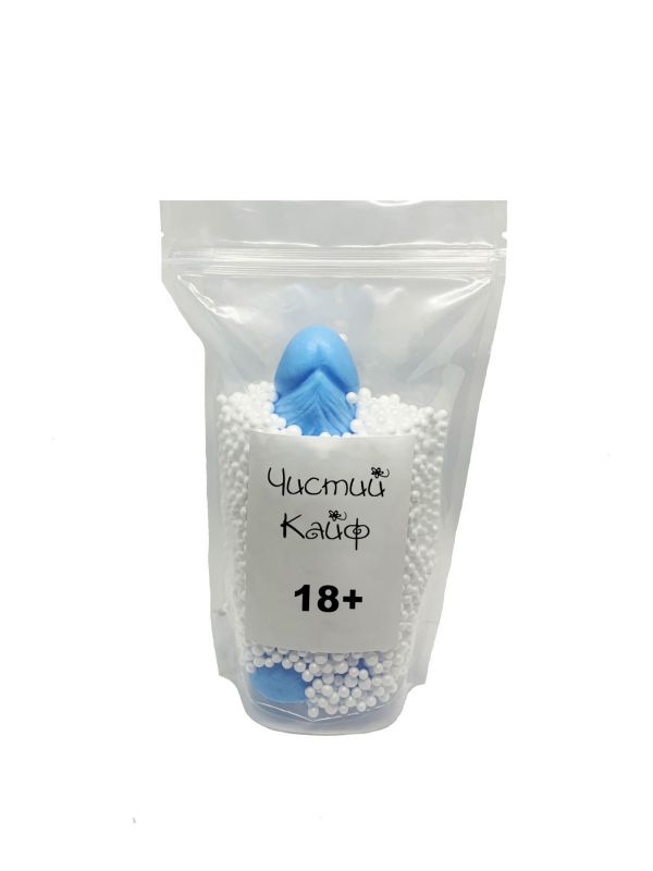 Мило у формі пеніса Чистий Кайф Blue size L, крафтове мило-член, натуральне
