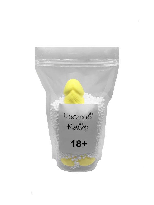 Мило у формі пеніса Чистий Кайф Yellow size L, крафтове мило-член, натуральне