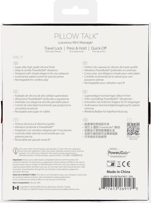 Розкішний вібратор Pillow Talk - Racy Teal з кристалом Swarovski для точки G, подарункове паковання