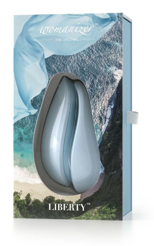 Вакуумний кліторальний стимулятор Womanizer Liberty Blue, магнітна кришка, 2 насадки