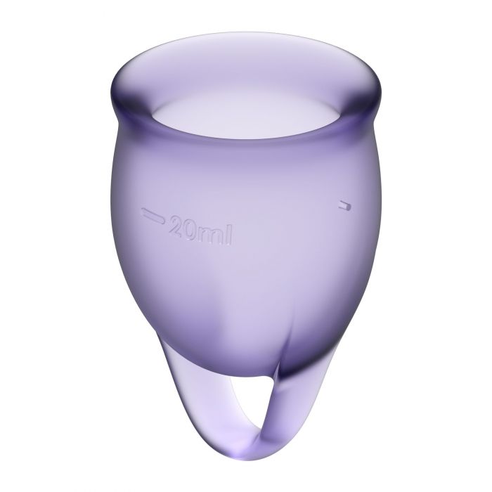 Набір менструальних чаш Satisfyer Feel Confident (lila), 15мл та 20мл, мішечок для зберігання