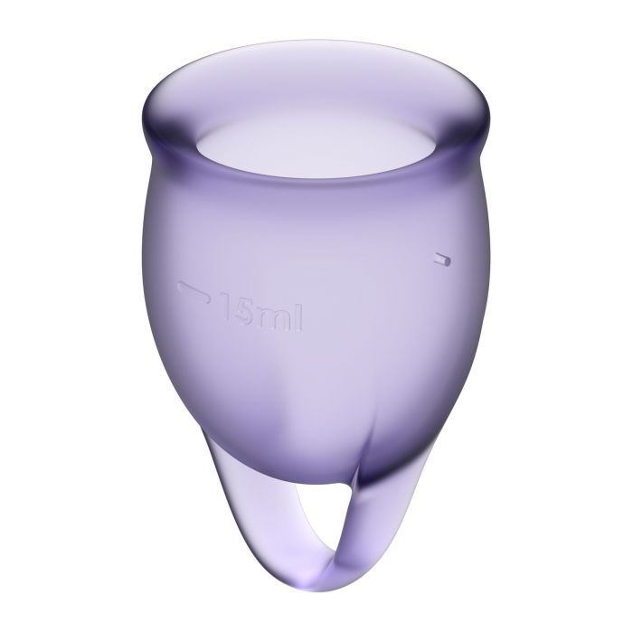 Набір менструальних чаш Satisfyer Feel Confident (lila), 15мл та 20мл, мішечок для зберігання