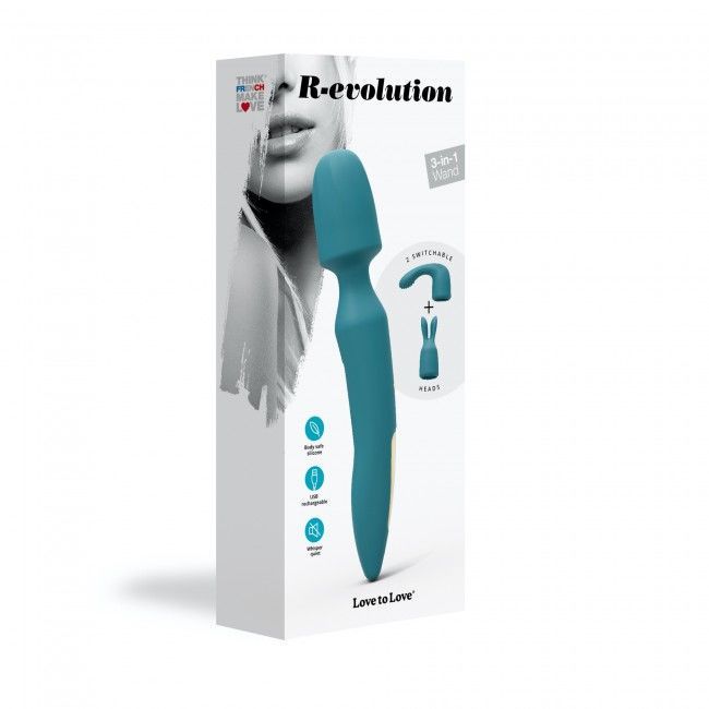 Вібромасажер з двома насадками Love To Love R-EVOLUTION TEAL ME, гнучка головка
