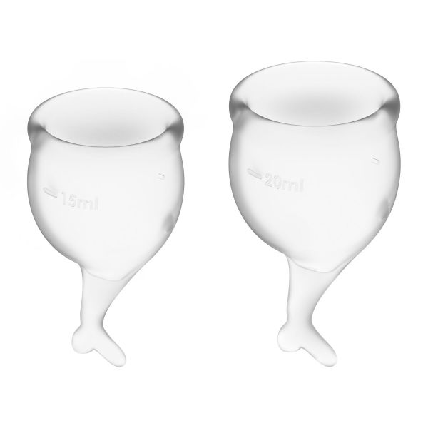 Набір менструальних чаш Satisfyer Feel Secure (transparent), 15мл і 20мл, мішечок для зберігання