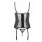 Корсет з підв'язками, стрінги Passion LOVELIA CORSET XXL/XXXL, black