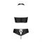 Комплект з еко-шкіри Passion NANCY BIKINI L/XL, black, бра та трусики з імітацією шнурівки