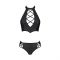 Комплект з еко-шкіри Passion NANCY BIKINI L/XL, black, бра та трусики з імітацією шнурівки