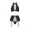 Комплект з еко-шкіри з імітацією шнурівки Passion NANCY SET L/XL black топ, трусики, пояс для панчіх