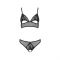 Комплект із бралету з ажурним ліфом та відкритими трусиками Passion CHRISTA SET Open Bra L/XL black