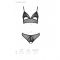 Комплект із бралету з ажурним ліфом та відкритими трусиками Passion CHRISTA SET Open Bra S/M black