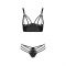 Комплект з екошкіри з люверсами та ремінцями Passion MALWIA BIKINI S/M, black, бра та трусики