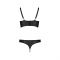 Комплект з екошкіри з люверсами та ремінцями Passion MALWIA BIKINI XXL/XXXL, black, бра та трусики