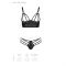 Комплект з екошкіри з люверсами та ремінцями Passion MALWIA BIKINI XXL/XXXL, black, бра та трусики