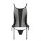 Сітчастий корсет з люверсами та знімними пажами Passion MALWIA CORSET L/XL black, екошкіра, стрінги