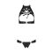 Комплект відкритий топ та трусики з екошкіри з люверсами Passion MALWIA SET OpenBra XXL/XXXL, black
