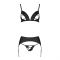 Комплект з екошкіри Passion MILEY SET XXL/XXXL, black, трусики, бюстгальтер, пояс для панчіх