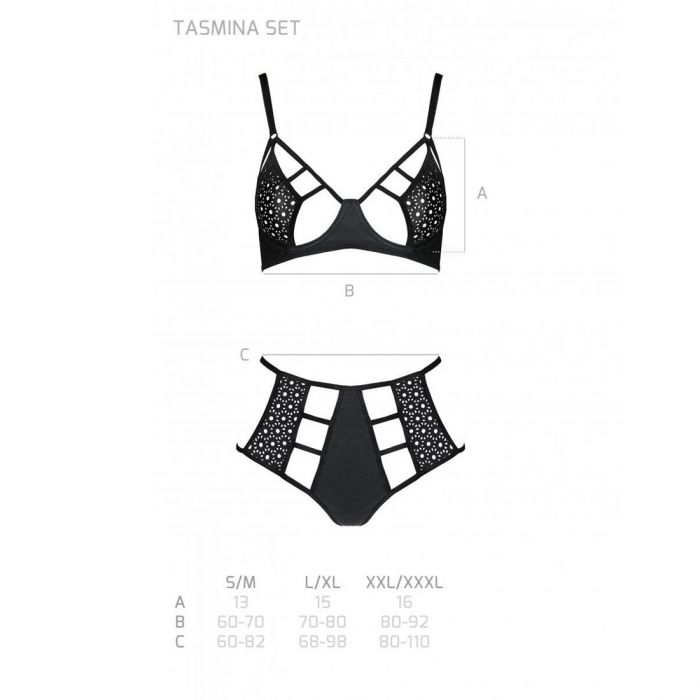 Розпродаж!!! Комплект з екошкіри Passion Tamaris Set black L/XL, бюстгальтер та трусики