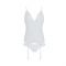 Корсет із пажами, трусики з ажурним декором та відкритим кроком Passion URSULA CORSET S/M, white