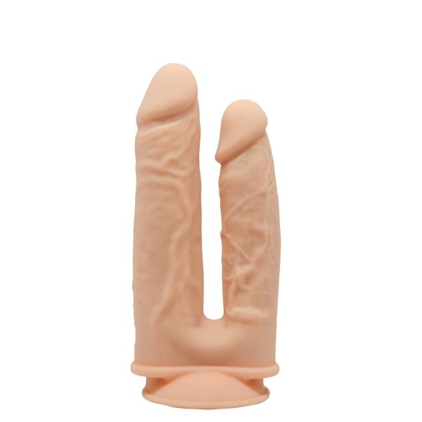 Фалоімітатор подвійний SilexD Double Gusto Flesh (Model 1 size 8" & 7"), двошаровий, силікон + Silexd