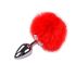 Металева анальна пробка Кролячий хвостик Alive Fluffy Plug M Red, діаметр 3,4 см