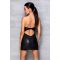 Мінісукня з екошкіри Passion CELINE CHEMISE L/XL, black, шнурівка, трусики в комплекті
