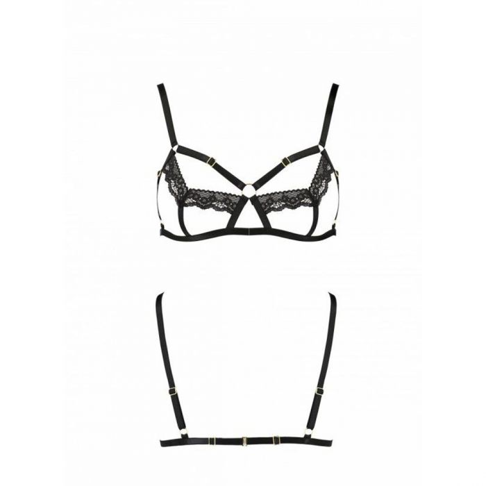 Бюстгальтер-стрепи з мереживом Passion Exclusive SOLON BRA XXL/XXXL, black