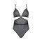 Боді Passion AMBERLY BODY 4XL/5XL black, асиметричний крій, мереживний ліф, золота нитка