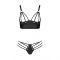 Комплект з екошкіри Passion MALWIA BIKINI 4XL/5XL black, з люверсами та ремінцями, бра, трусики