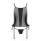 Сітчастий корсет з екошкіри Passion MALWIA CORSET 6XL/7XL black, з люверсами та знімними пажами