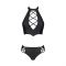 Комплект з екошкіри Passion NANCY BIKINI 4XL/5XL black, бра та трусики з імітацією шнурівки
