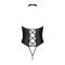 Боді з екошкіри Passion NANCY BODY 4XL/5XL black, з імітацією шнурівки та відкритим доступом