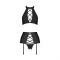 Комплект із екошкіри Passion NANCY SET 6XL/7XL black, імітація шнурівки, топ, пояс для панчіх