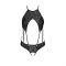 Боді з відкритим доступом Passion TASMINA BODY S/M, black, екошкіра, шнурівки, ажурні мережива