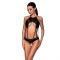 Боді з відкритим доступом Passion TASMINA BODY S/M, black, екошкіра, шнурівки, ажурні мережива
