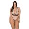 Боді Passion VIENA BODY 4XL/5XL, beige, контрастне, бантики, вставка-сітка, відкриті сідниці