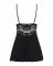 Сатиновий пеньюар з мереживом Obsessive 810-BAB-1 babydoll & thong L/XL, чорний, пеньюар, танга