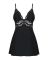 Сатиновий пеньюар з мереживом Obsessive 810-BAB-1 babydoll & thong L/XL, чорний, пеньюар, танга