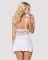 Сатиновий пеньюар з мереживом Obsessive 810-BAB-2 babydoll & thong L/XL, білий, пеньюар, танга