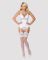 Сатиновий мереживний корсет Obsessive 810-COR-2 babydoll & thong S/M, білий, корсет, танга