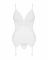 Сатиновий мереживний корсет Obsessive 810-COR-2 babydoll & thong L/XL, білий, корсет, танга