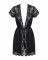 Сатиновий відкритий пеньюар на поясі Obsessive 810-PEI–1 peignoir black L/XL, чорний