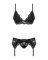 Мереживний комплект білизни Obsessive 810-SEG-1 S/M Black, бюстгальтер, стрінги, пояс для панчіх